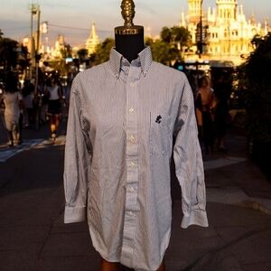 Disney Men's White and Blue Striped Button Down Shirt